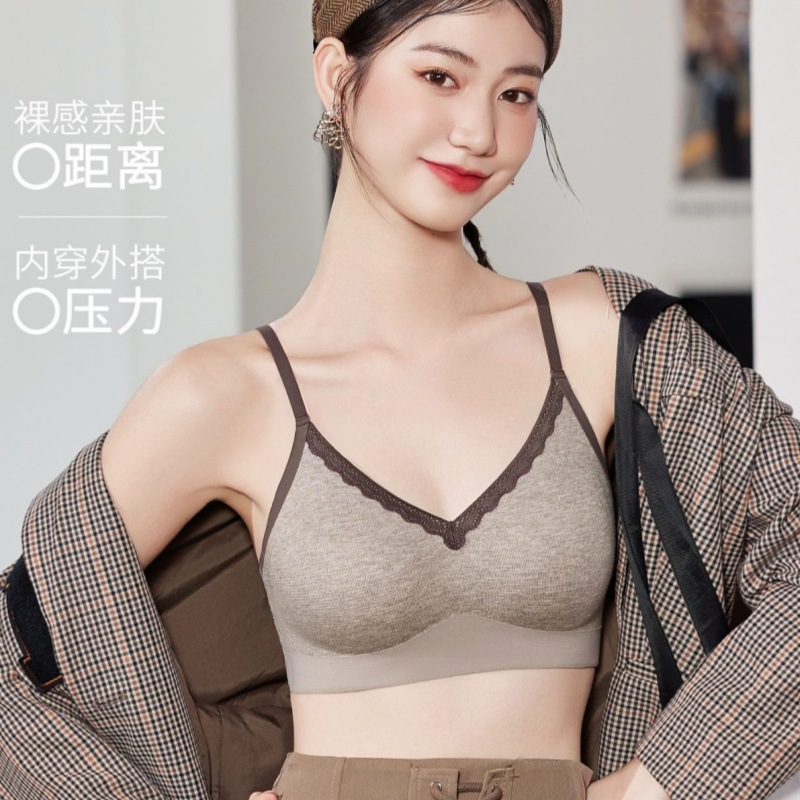 无尺码内衣1578千金少女感美背时尚文胸一体式固定杯无痕细肩吊带