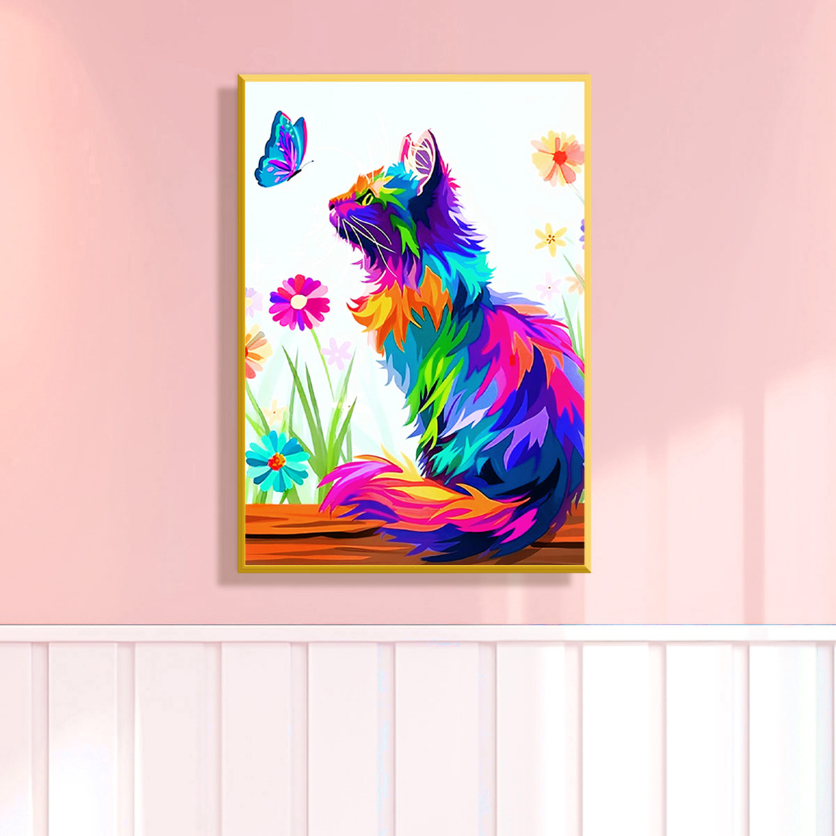 Mona Lisa real punto de cruz gato colorido comercio exterior venta caliente transfronteriza punto de cruz pintura colgante sala de estar dormitorio