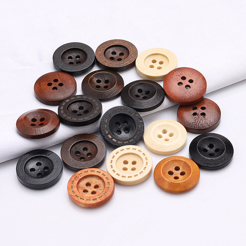 Wholesale, natural wood buckles, wide edges, thin edges, dotted lines, round cardigans, hand-sewn buckles, coats, clothes, shirts, wooden buckles