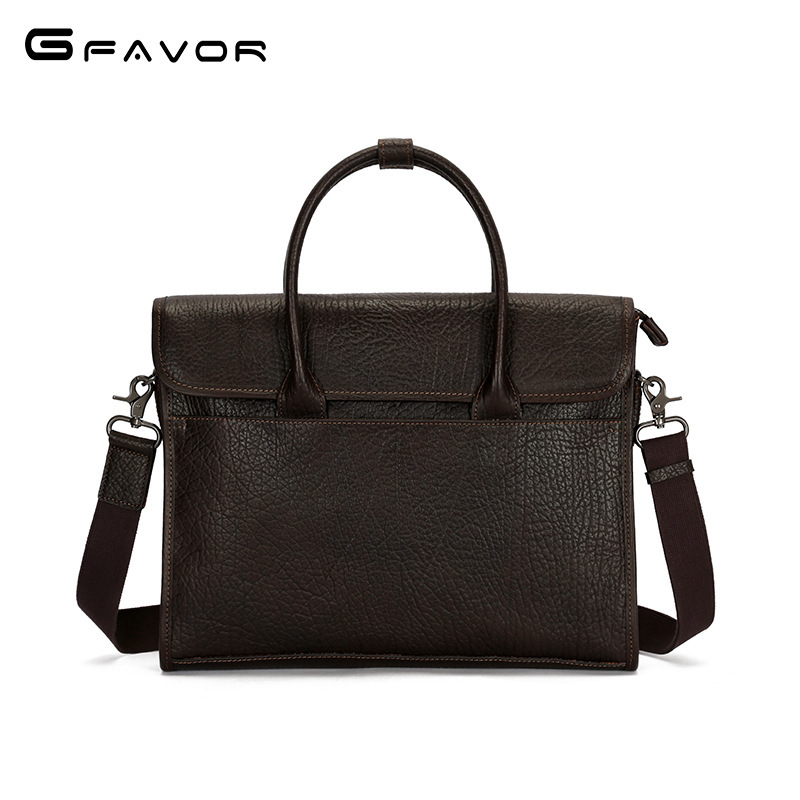 Men's Handbag Genuine Leather Business Briefcase Horizontal Laptop Bag Top Layer Cowhide Men's Shoulder Crossbody Bag