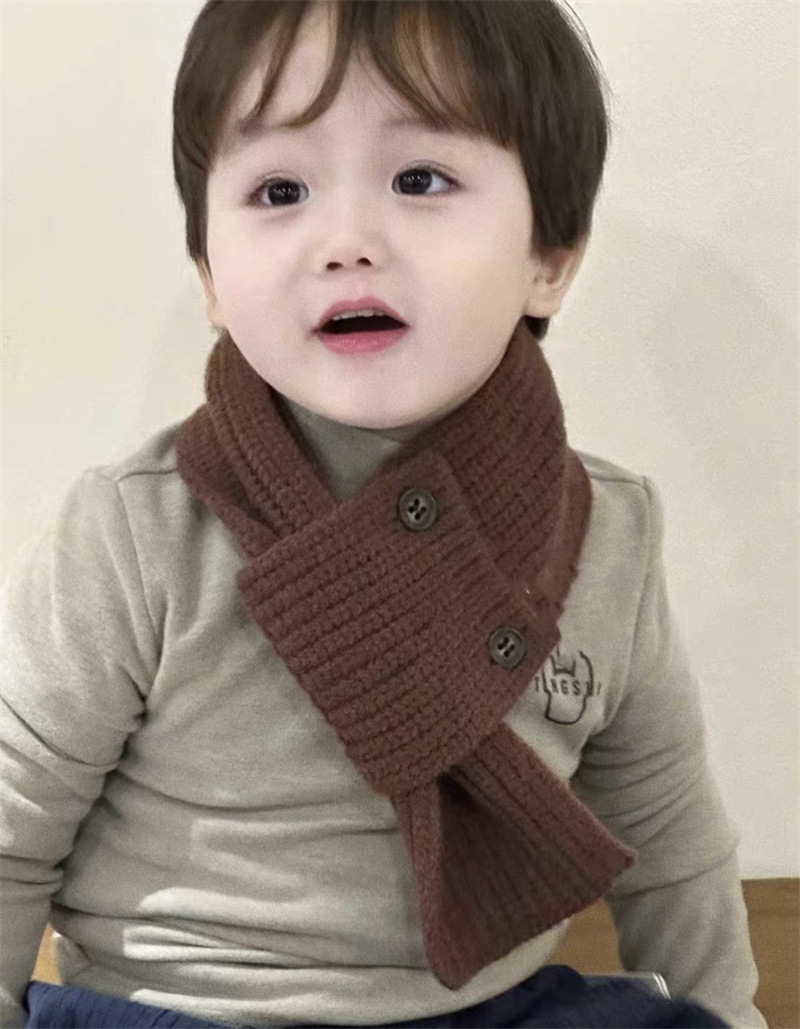 Sciarpa per bambini Moda invernale Instagram bavaglino per neonati con bottoni lavorati a maglia per bambini e bambine_voghion.com