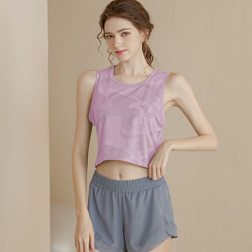 Camouflage Sports Tank Top for Women, Loose Sweatshirt Style, Thin sleeveless Fitness Top, Yoga Clothes for Summer