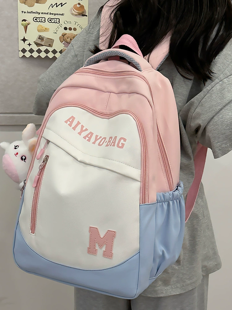 Capacious backpack, waterproof wear-resistant small school bag, simple and elegant design