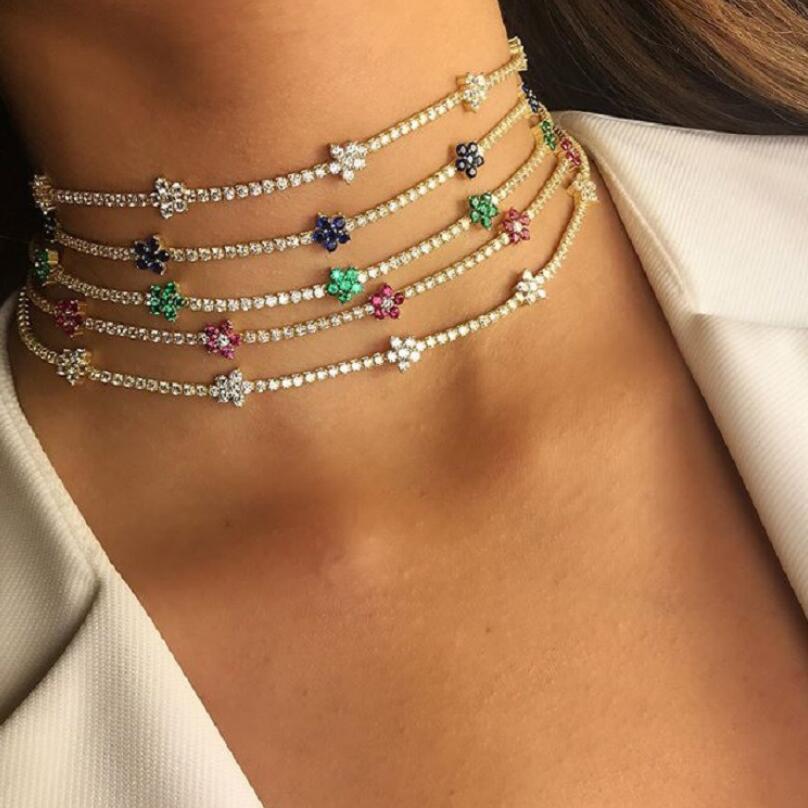 Einfacher Stil Blume Kupfer Überzug Zirkon Halsband display picture 10