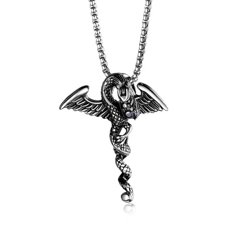 2022 Korean style fashionable design fashionable stainless steel necklace men's personalized street hip hop dragon pendant jewelry wholesale