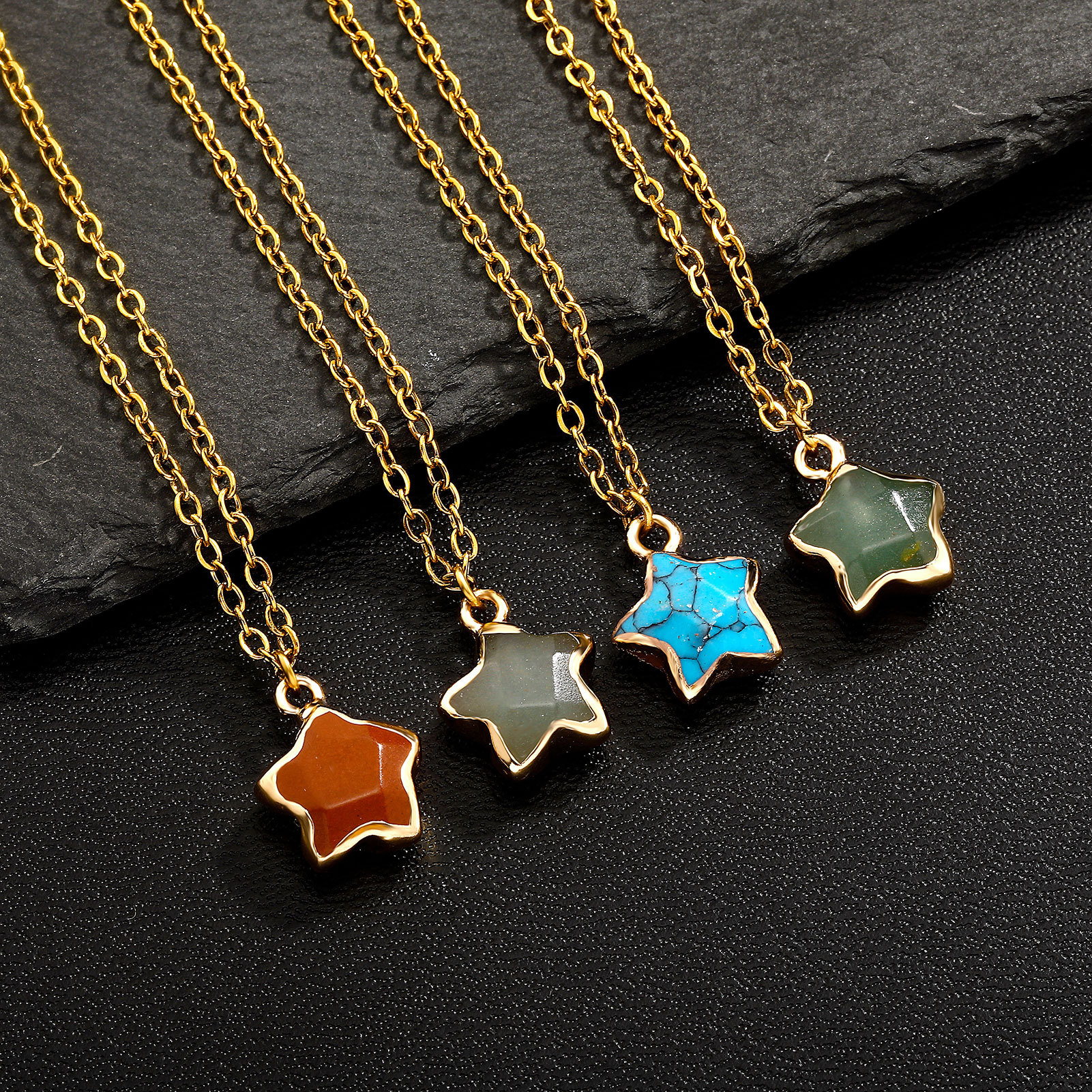 Star Simple Style Classic Style Natural Stone Copper Pendant Necklace Wholesale display picture 1