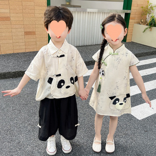 Huzhou Zhili Han Dynasty Boys and Girls Tang Suit Summer Chinese Style Suit Kidsren's Cheongsam Ancient Style Chinese Performance Suit