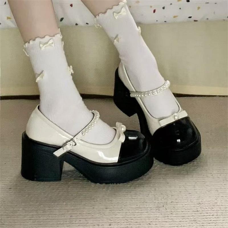 Retro estilo británico Mary Jane zapatos 2026 nuevo estilo diario confortable JK falda Lolita zapatos de cuero de perla