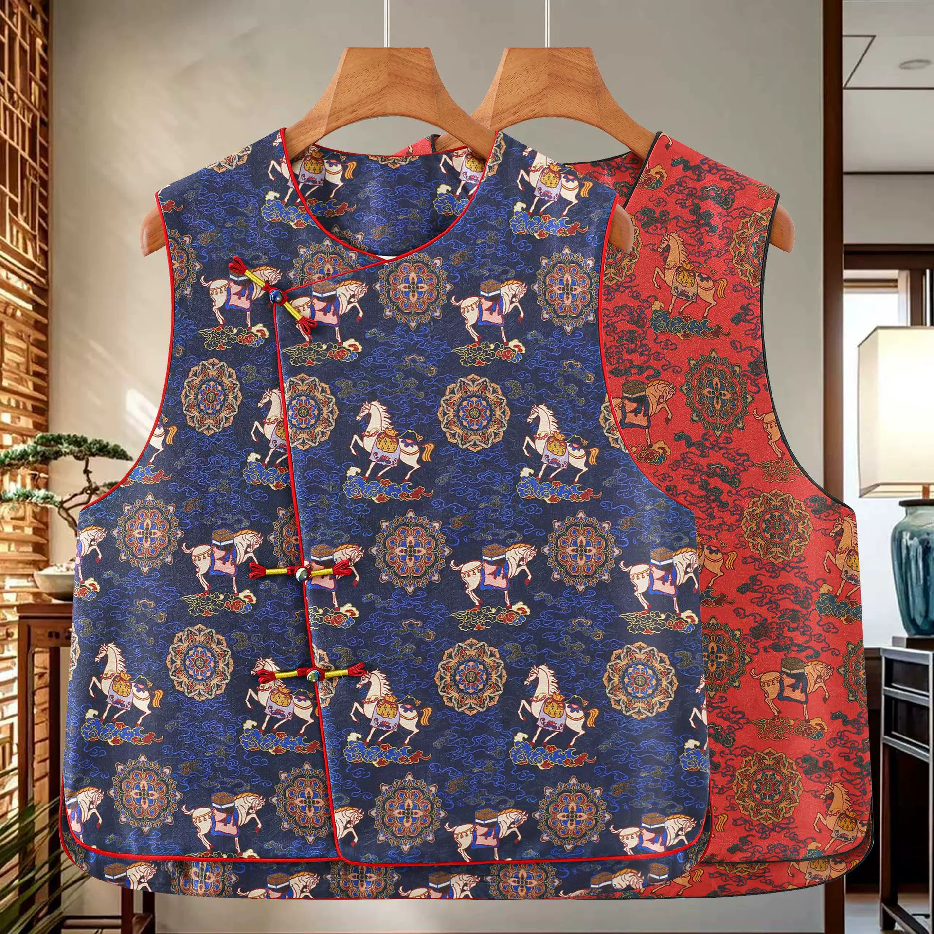 【龙马精神】新中式国风提花马甲2025秋季新款圆领喜庆坎肩马夹女