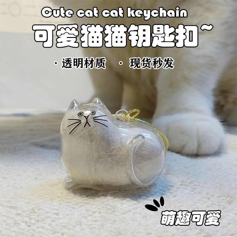 可爱小狗透明毛发收纳盒动物毛球胶囊挂件装饰纪念防尘盒收集玩具|undefined
