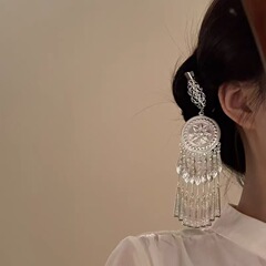 民族风治愈系闪钻珍珠名族风前额流苏边夹女个性刘海夹发卡发饰