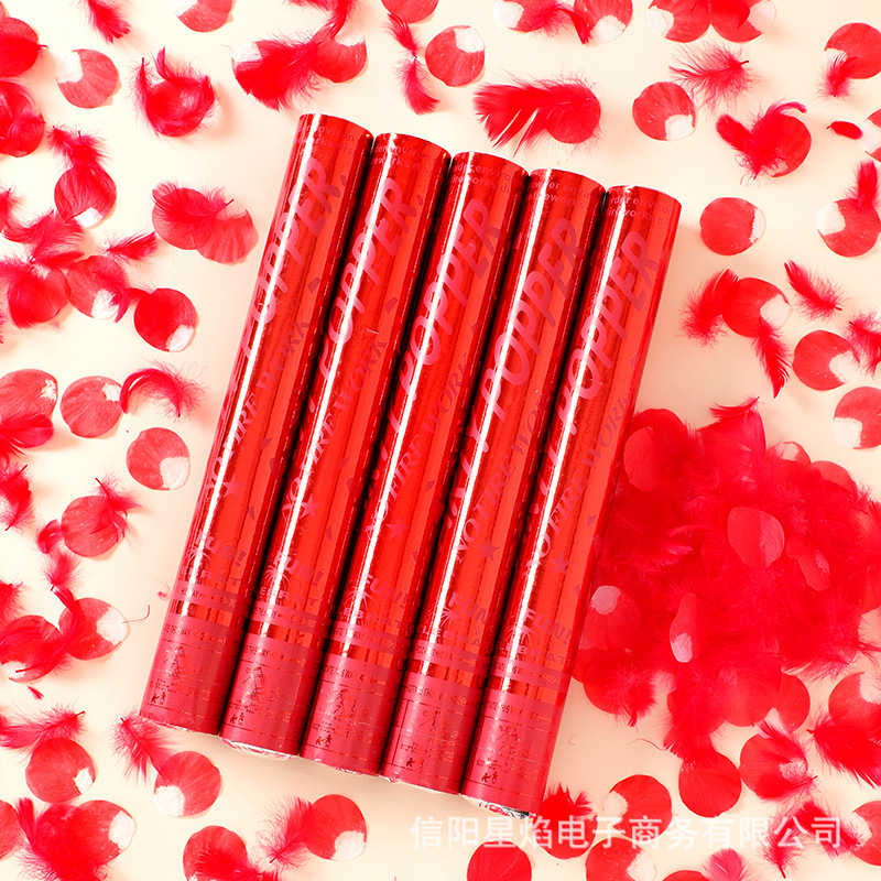 Cañón de Confeti Manual con Plumas y Pétalos de 40cm de Papel para Bodas image 7
