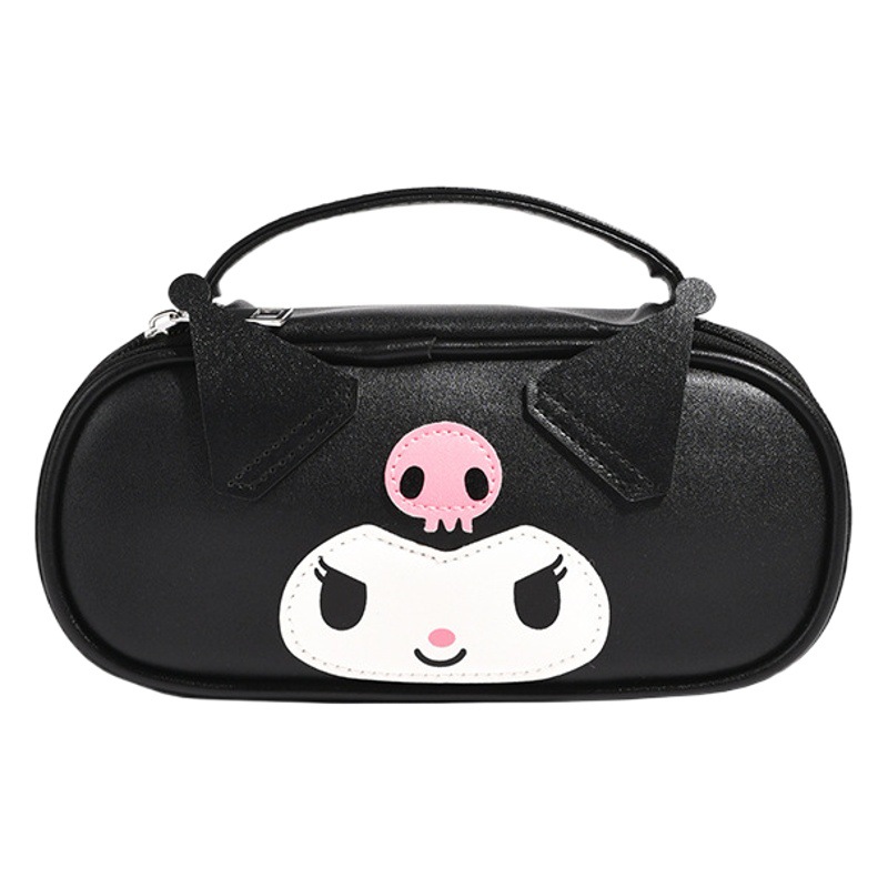 Nueva Sanrio coolometi gran capacidad portátil pu cuero papelería estudiante caja de lápiz almacenamiento dibujos animados