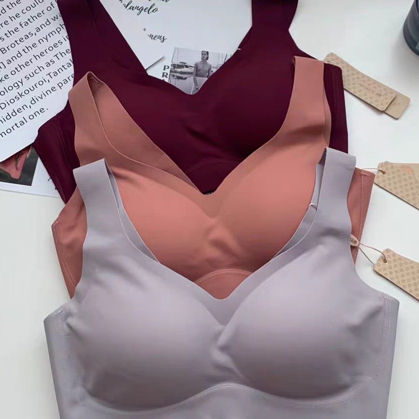 A03 # stock al por mayor nueva taza fija antideslizante ropa interior sin marcas de una pieza de damas sujetadores sexuales de color sólido