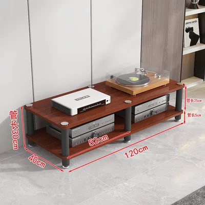 Cabinet, Speaker Rack, Living Room — Electric car big tripod - double-layer-black-frame-teak