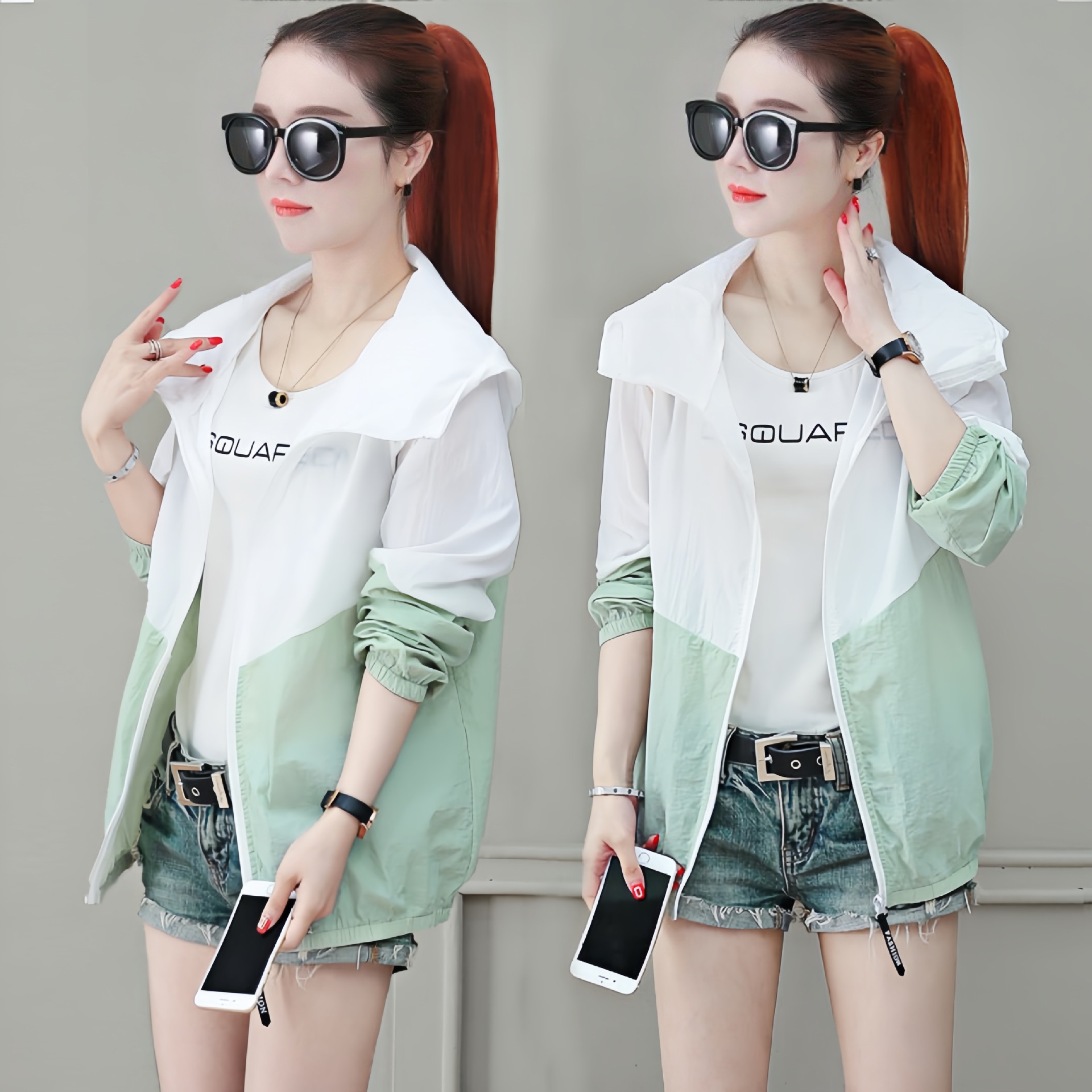 Women's summer new Korean style loose casual versatile thin top, loose breathable UV protection jacket