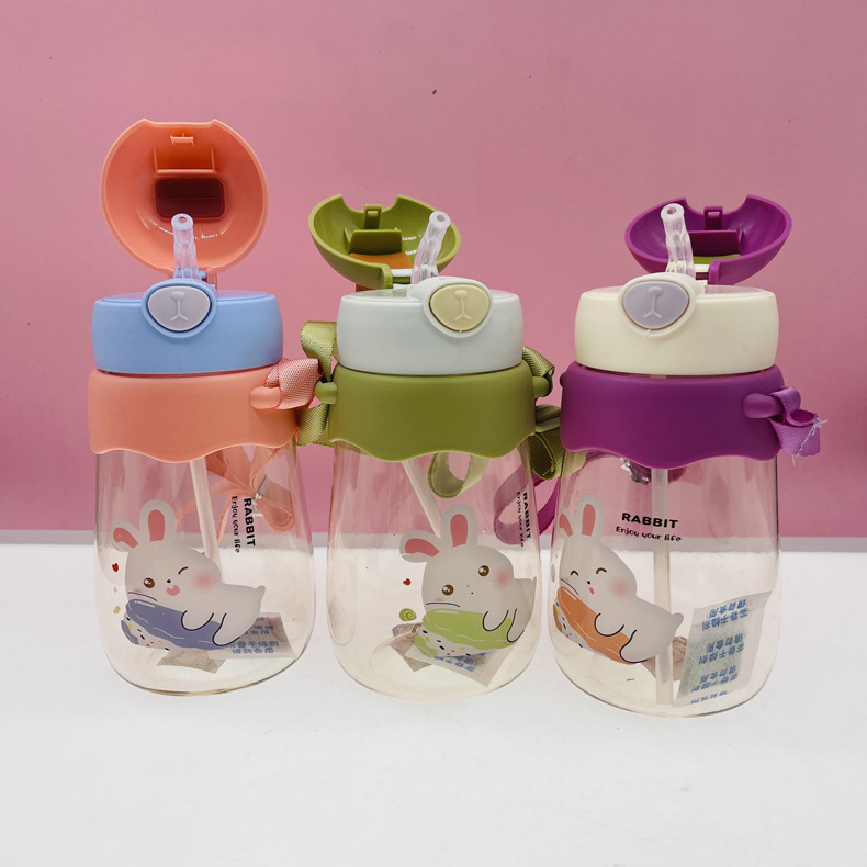 Baijia taza de paja de silicona taza de agua 650ml taza de plástico Correa al aire libre taza de bebida estudiante rebotando conveniente taza de agua