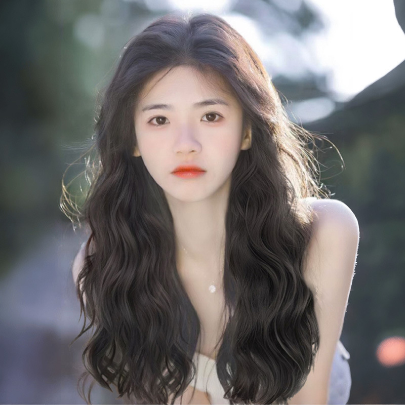 Cross-Border Wig for Women with Long Hair, Three-Piece Water Wave Hairpiece to Increase Hair Volume, Fluffy and Invisible, Can Be Styled into a Ponytail or Curly Hair