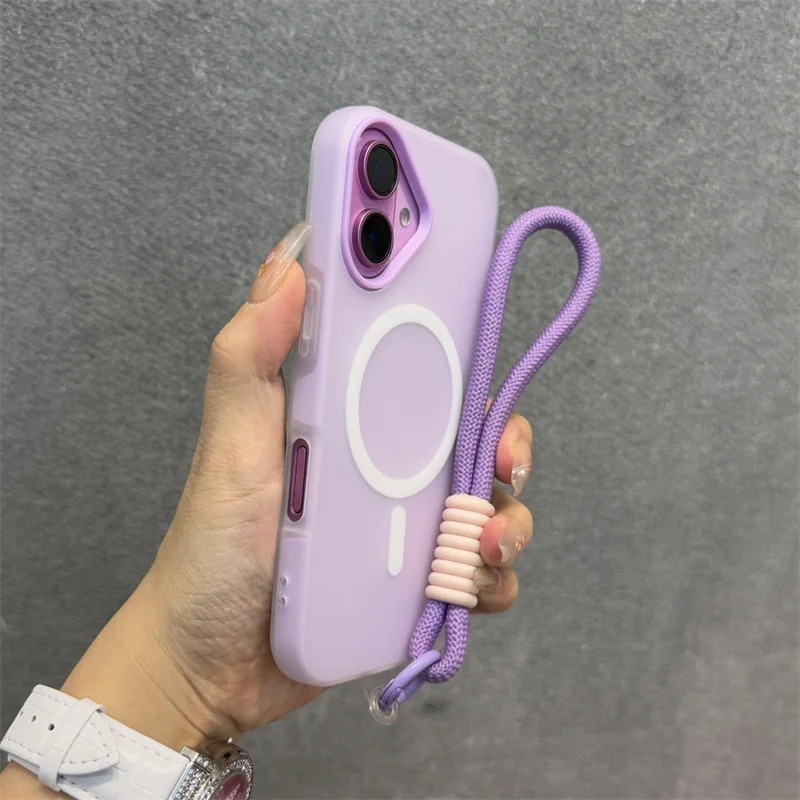 适用苹果16磁吸手机壳带挂绳手腕带iPhone15ProMax新款13全包14套|undefined