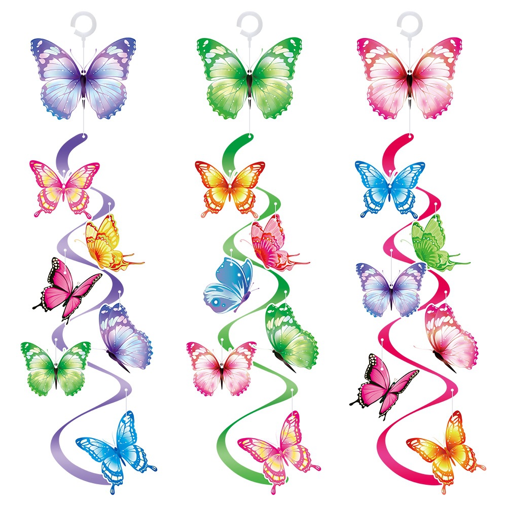 Amazon decoración de cumpleaños de niños mariposa campana de viento espiral primavera decoración de fiesta de cumpleaños colgante espiral