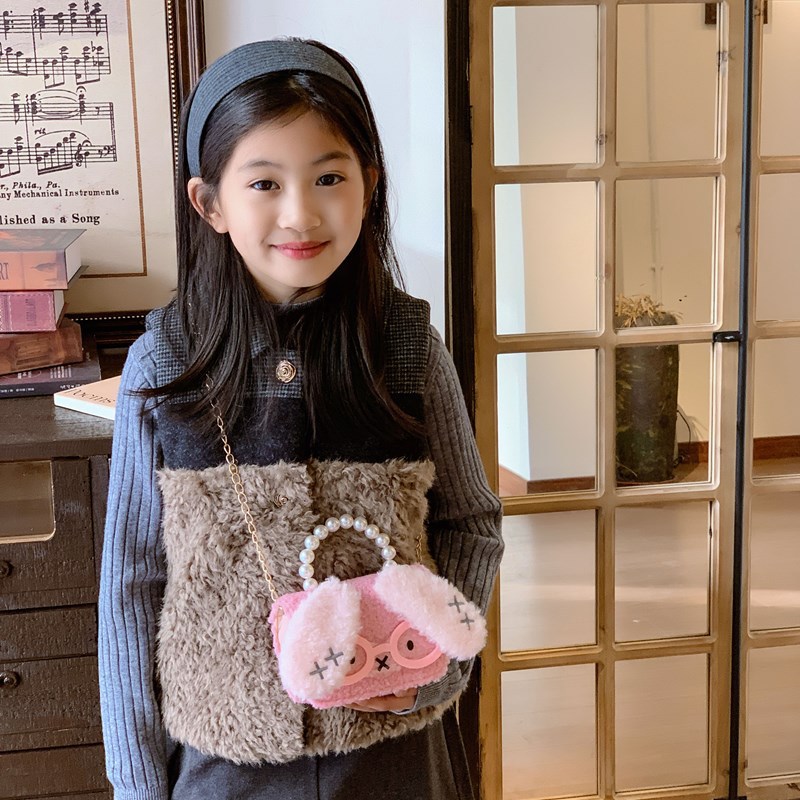 2026 nuevo bolso de niños animado lindos gafas gatito bolso de mano de comercio exterior transfronterizo bolsa de peluche de otoño y invierno