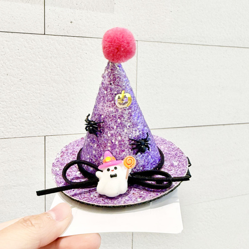 2025 クロスボーダー新製品ハロウィン帽子ヘアピン子供のゴーストフェスティバルドレスアップカボチャゴーストウィザード帽子帽子クリップ|undefined