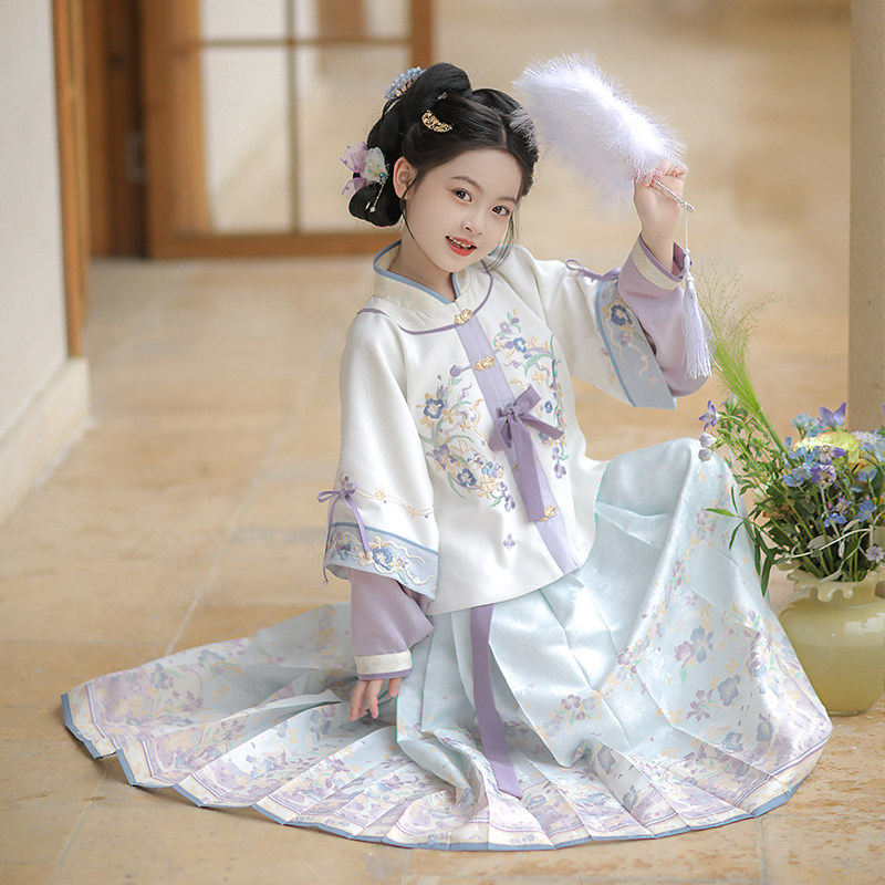 Girls' Hanfu Spring and Autumn 2026 New Style Children's Traditional Ming Dynasty Horse-Face Skirt Set New Chinese Style Ancient Tang Dynasty Spring and Autumn Model