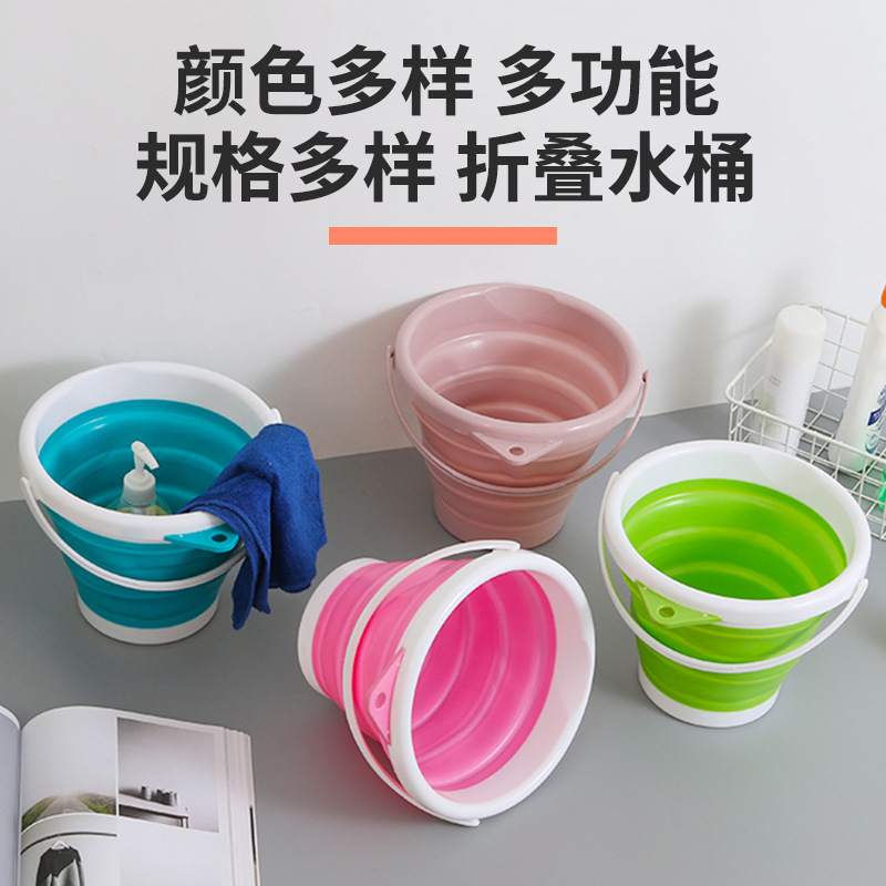 Cubo plegable portátil para exteriores, cubo de plástico grande con asa gruesa, cubo de almacenamiento para el hogar, cubo para lavandería, cubo multiusos