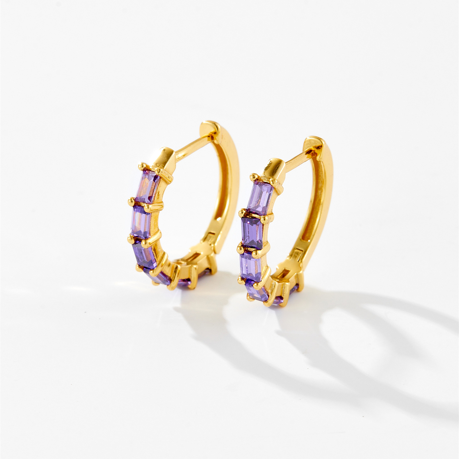 925 Sterling Silver Ear Needle Material 18K Real Gold Plated, Platinum Plated Plating Material 1 Pair 18K Gold Plated 925 Sterling Silver Zircon Geometric Earrings