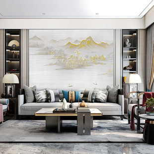 Unique Embroidery Seamless Wall Covering Inca Embroidery Landscape Simple Living Room Tv Sofa Background Wall Covering New Chinese Style