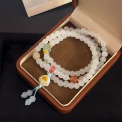 可爱炭烧猫爪三圈手串中式国潮编织女手链小众高颜值清透手饰