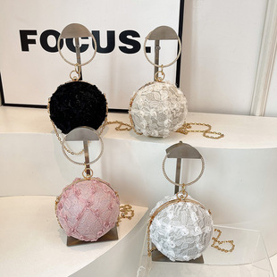 Lace Flower Ball Bag 2025 New Style Literary National Style Chain Shoulder Bag Niche Western Style Embroidered Dinner Bag
