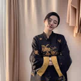 杨幂同款重工醋酸刺绣外套南油秋季新品新中式轻国风（工厂批发）