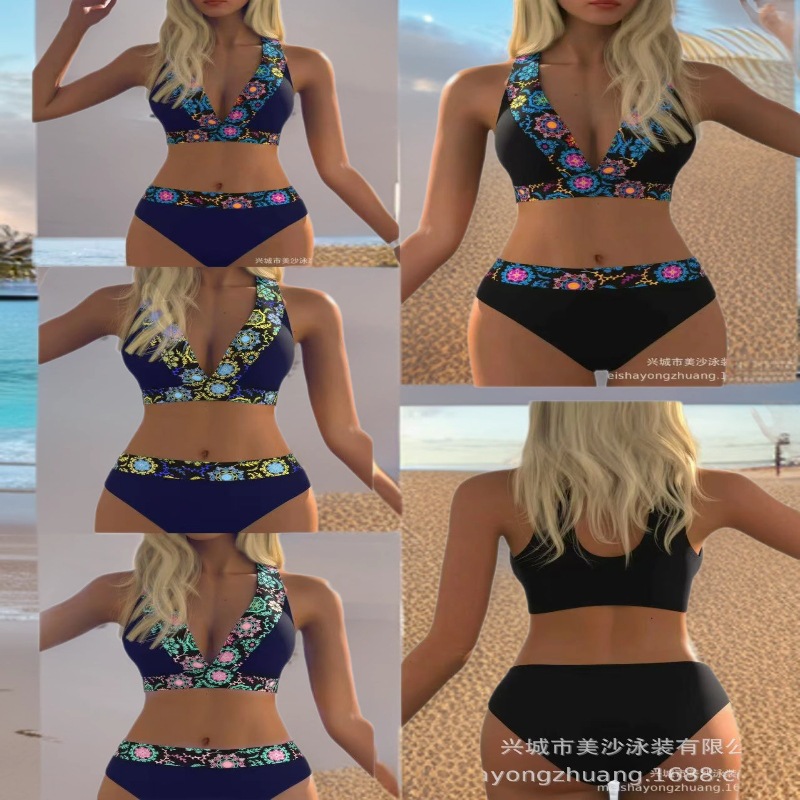 2025 European and American Sexy Two-Piece Bikini Foreign Trade Cross-Border Amazon Aliexpress Independent Site Popular Swimwear for Women