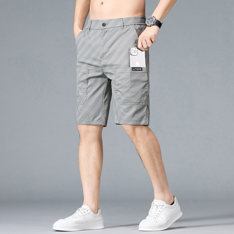 Summer Popular Thin Casual Shorts Men's Straight Letter Print Five-Point Pants Versatile Six-Pocket Mid-Length Men's Pants