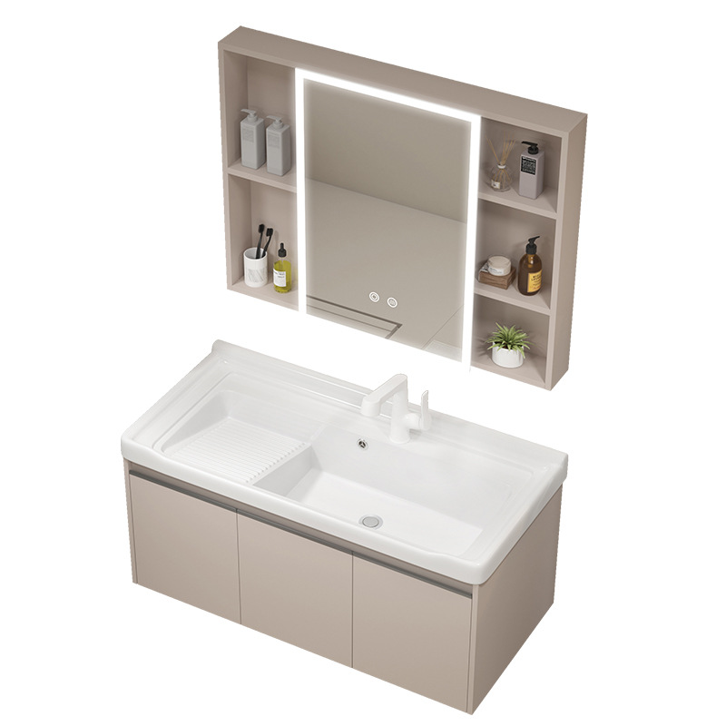 Balcón lavabo gabinete combinado de cerámica con tabla de fricción lavabo de lavado de manos gabinete de baño conjunto