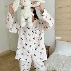 软萌童心 . baby棉卡通衣女士小翻领家居服套装休闲亲肤睡衣睡裤