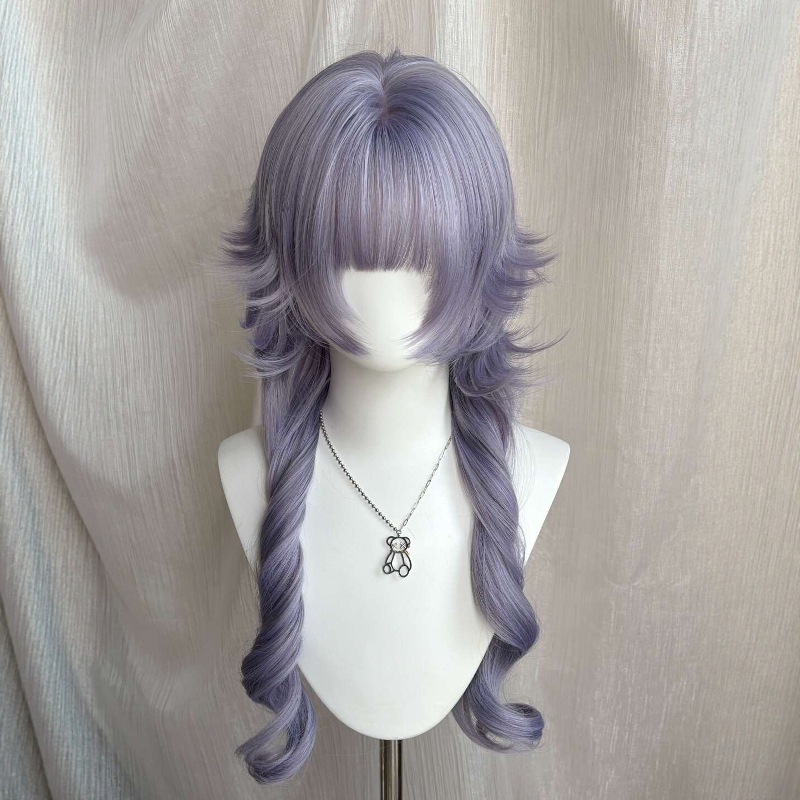 Full Wig for Women with Purple Bangs, Long Curly Hair, Versatile Cosplay Natural Seamless Wig Full Wig for Women with Purple Bangs, Long Curly Hair, Versatile Cosplay Natural Seamless Wig