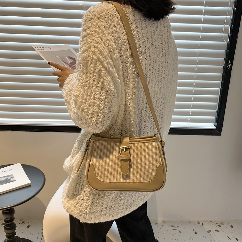 Bolso bandolera de moda para mujer 2025, nuevo bolso de lona con patchwork transfronterizo, bolso de hombro y axila, bolso cuadrado pequeño de colores modernos.