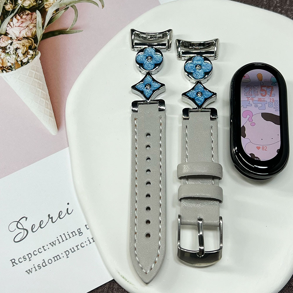 네잎 클로버 [실버 화이트 + 살구 가죽]