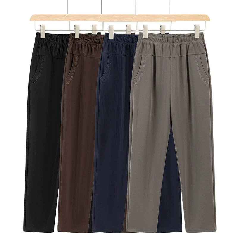 Мама брюки весенне-осенние свободные прямые брюки для пожилых людей брюки свободные высокие талии старухи повседневные бабушкины брюки