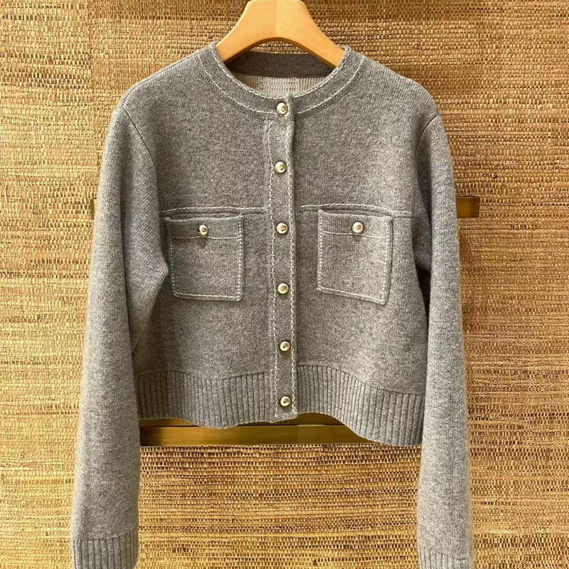 S Brand 2026 Autumn and Winter New Women's French Elegant Knitted Cardigan, Loose Round Neck Long-Sleeve Short Coat