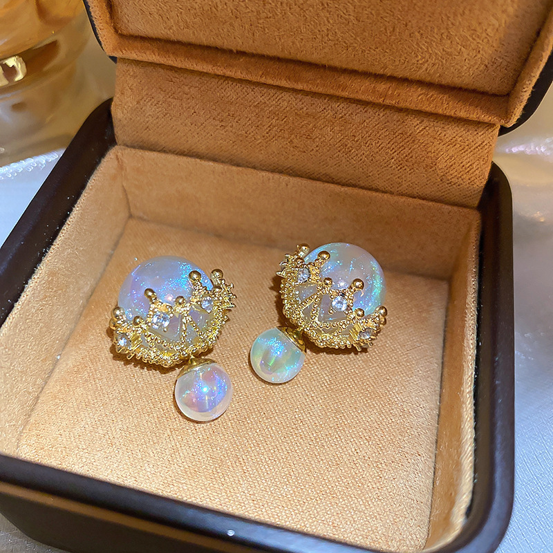 Aguja de plata pendientes de perlas de agua dulce verdadero oro galvanoplastia moda todo partido nicho de lujo de alta calidad pendientes de fábrica al por mayor