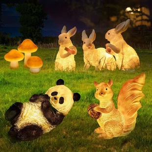 Outdoor Waterproof Rabbit Lamp Fiberglass Luminous Animal Shape Lamp Villa Courtyard Landscape Lamp Solar Simulation Lamp