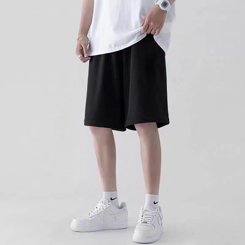 Summer new men's ice silk shorts loose sports shorts trendy casual high quality color straight pants
