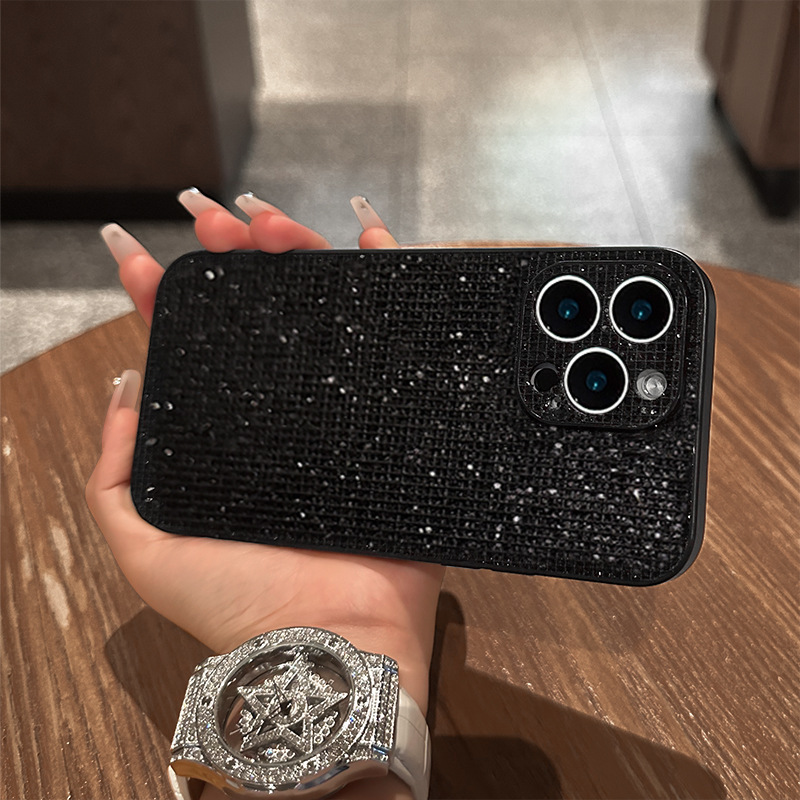 Suitable for Apple 16Promax Mobile Phone Case Iphone15 Accessible Luxury Exquisite Flash Diamond 14 Girls 13 High-End 12 Hard