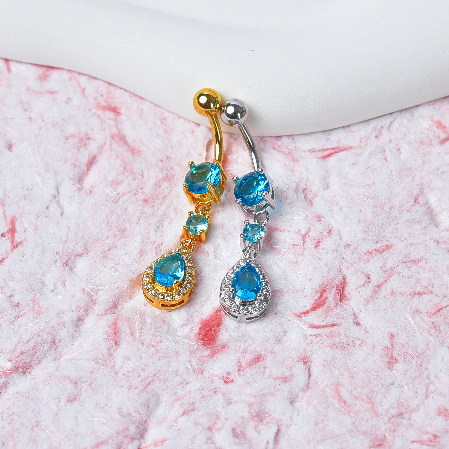 Piercing all'ombelico con goccia d'acqua in zircone europeo e americano, selezione premium disponibile in magazzino_voghion.com