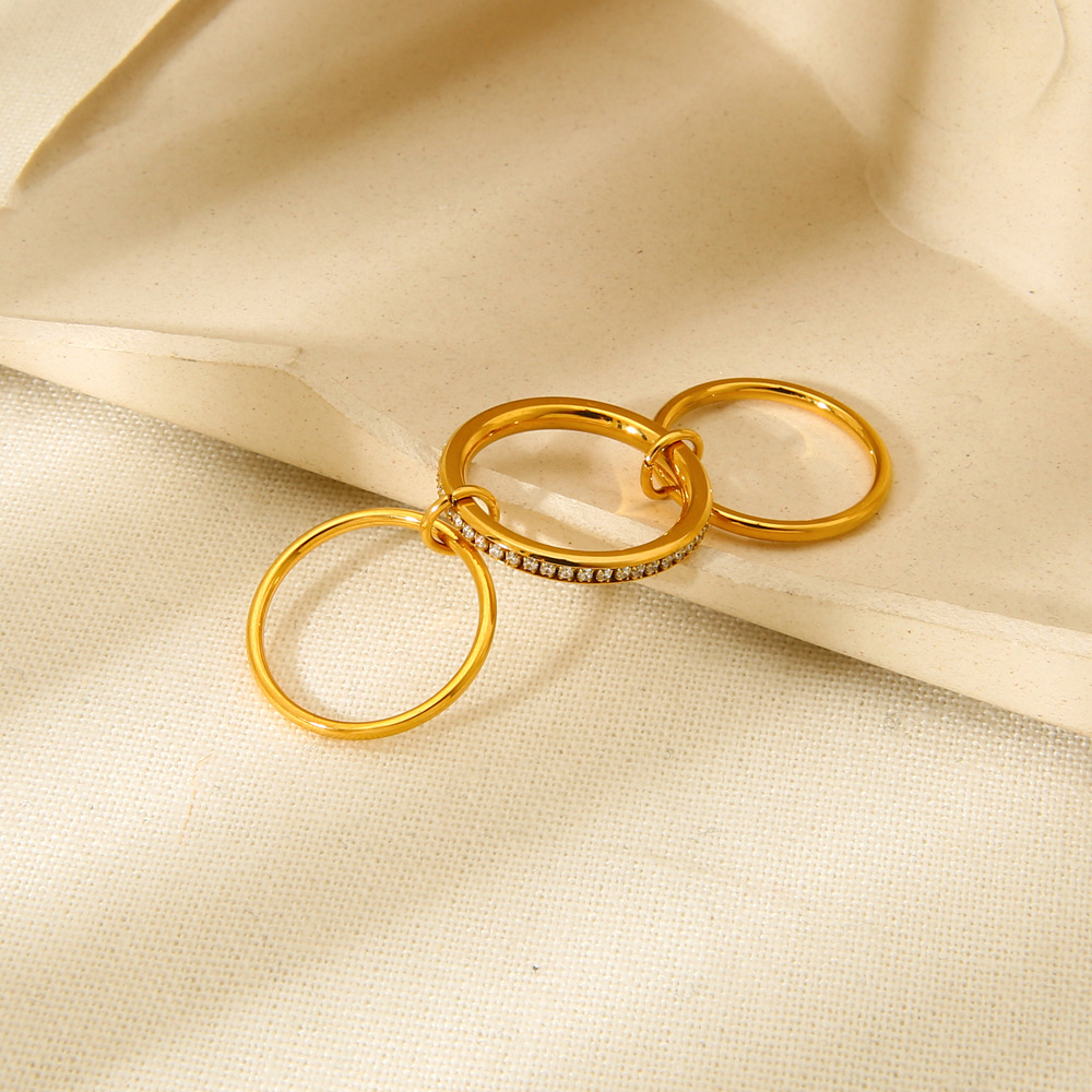 1 Piece Quantity Wholesale Jewelry Modern Style Round 304 Stainless Steel Artificial Pearls Zircon 18K Gold Plated White Gold Plated Inlay Rings