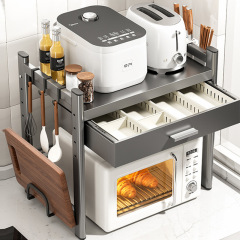 キッチンラックオーブン炊飯器テーブルトップ引き出しラック付き一体式多機能電子レンジ収納ラック