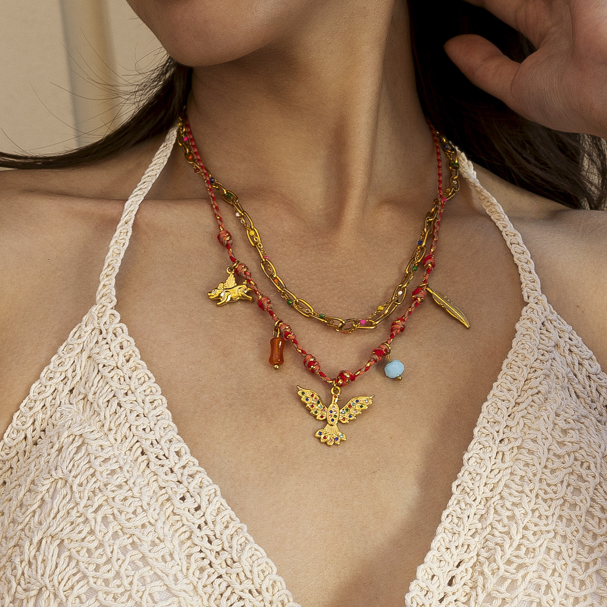 Collar de acero inoxidable bohemio TENA nicho de lujo ligero Laotian Chain de clavícula Joyas transfronterizas de Europa y América